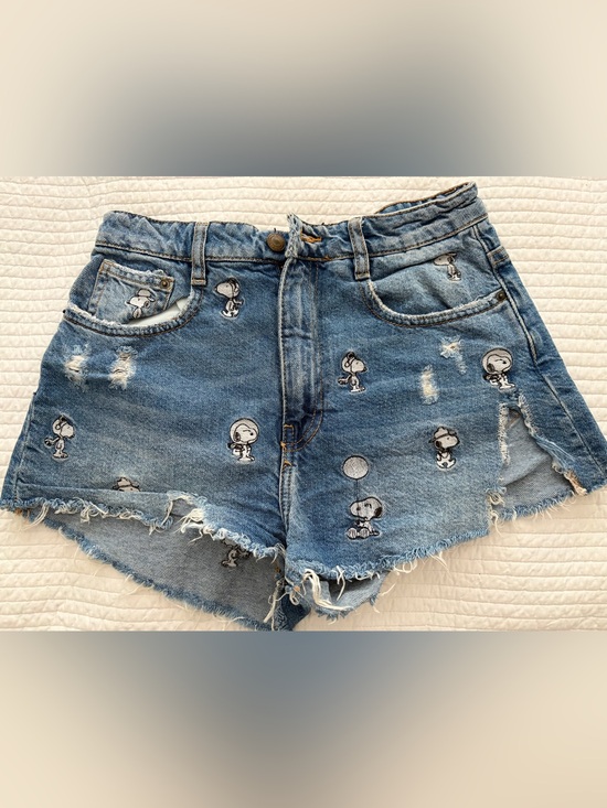 Zara Pants - Zara Blue Denim Snoopy-Print Girls' Shorts